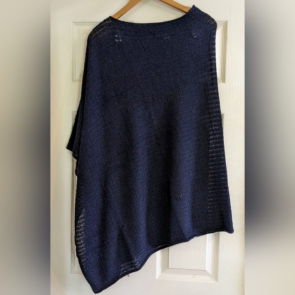 Beyond Threads | navy blue poncho | 100% baby alpaca wool